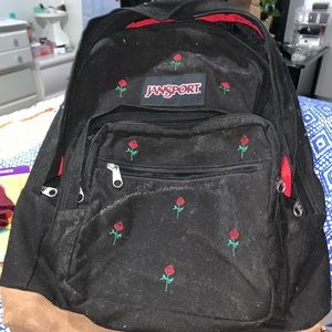 Jansport Suede bottom Roses Black Backpack
